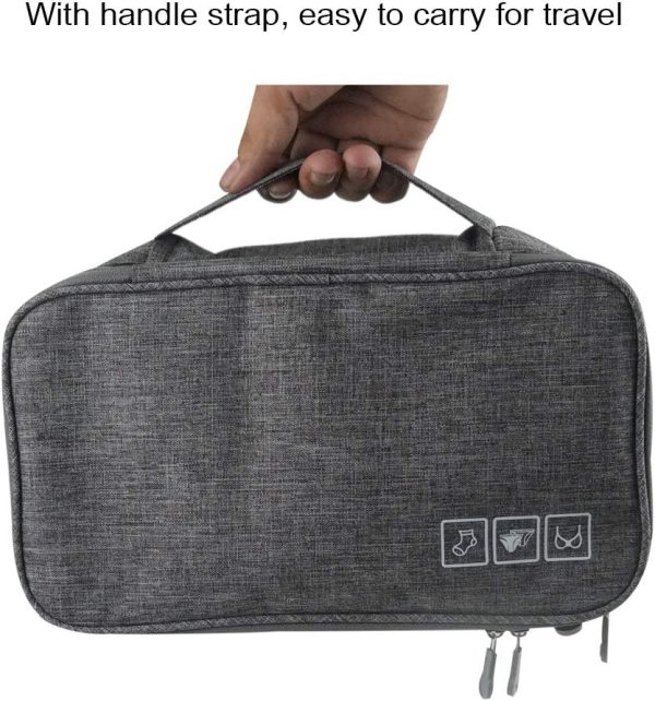 Travel Underwear Organizer, Bra Underwear Travel Packing Organizer Waterproof Pack Cube Lingerie Socks Bag Layer Cosmetic Bag Bra Bag for Travel(Grey) - Image 2