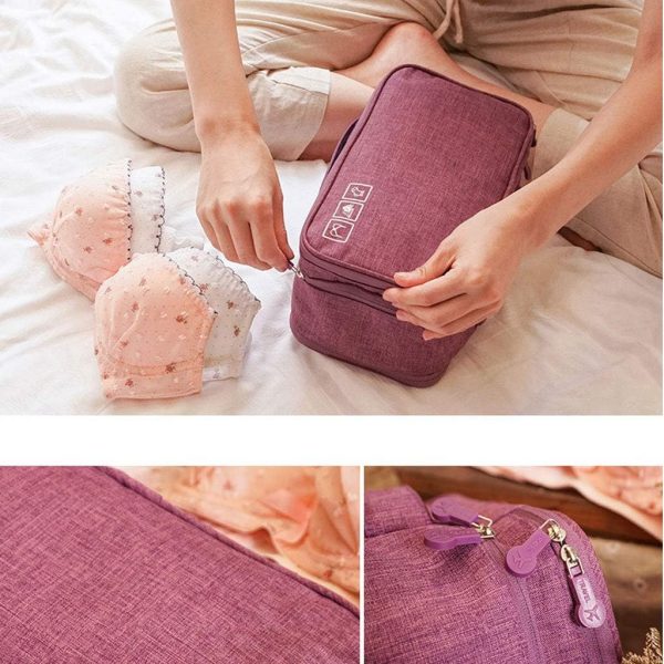 Travel Underwear Organizer, Bra Underwear Travel Packing Organizer Waterproof Pack Cube Lingerie Socks Bag Layer Cosmetic Bag Bra Bag for Travel(Grey) - Image 5