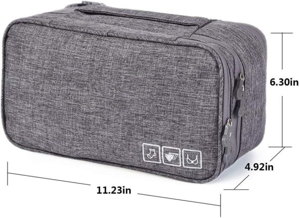 Travel Underwear Organizer, Bra Underwear Travel Packing Organizer Waterproof Pack Cube Lingerie Socks Bag Layer Cosmetic Bag Bra Bag for Travel(Grey) - Image 6